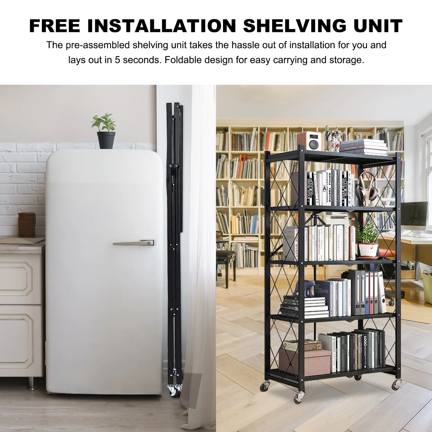 5 Tier Metal Storage Shelving Unit On Wheels