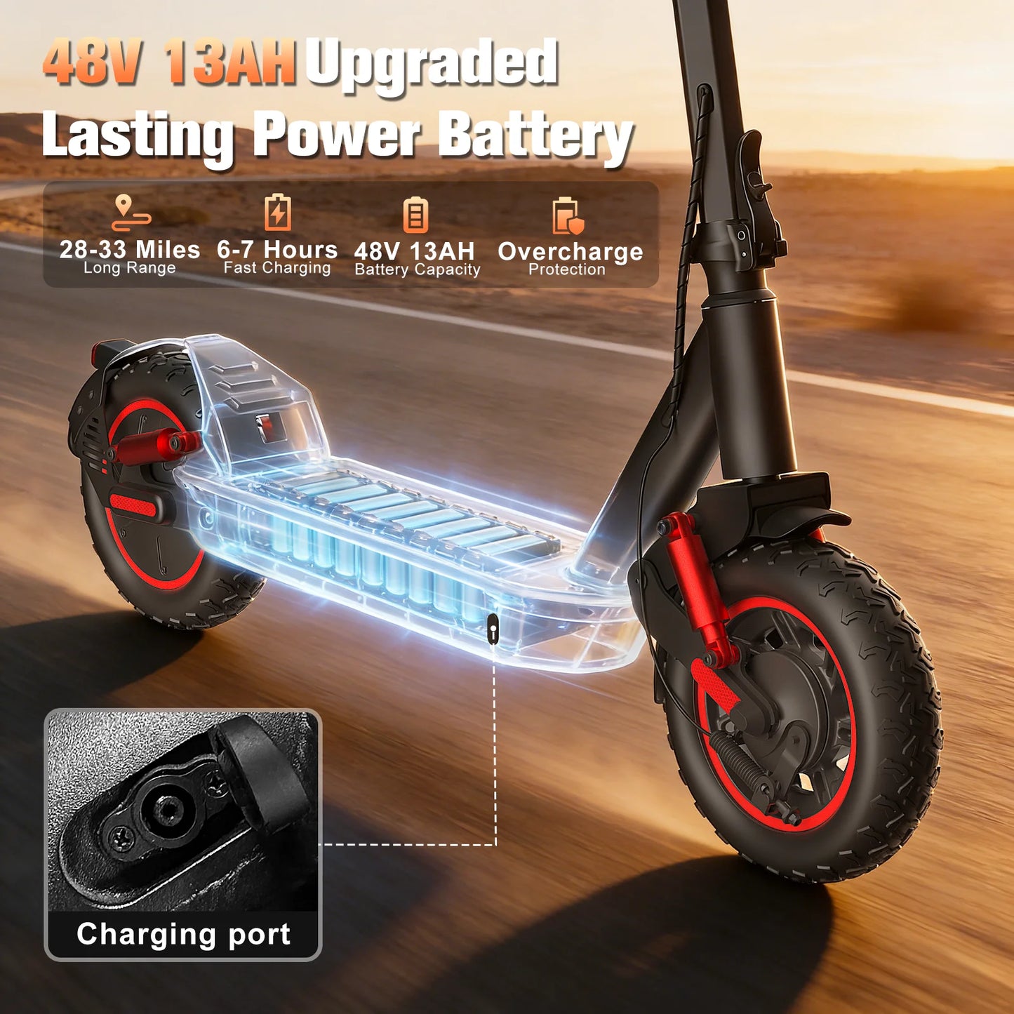 Electric Foldable Scooter 30 MPH Dual Motor 1200W Peak Range