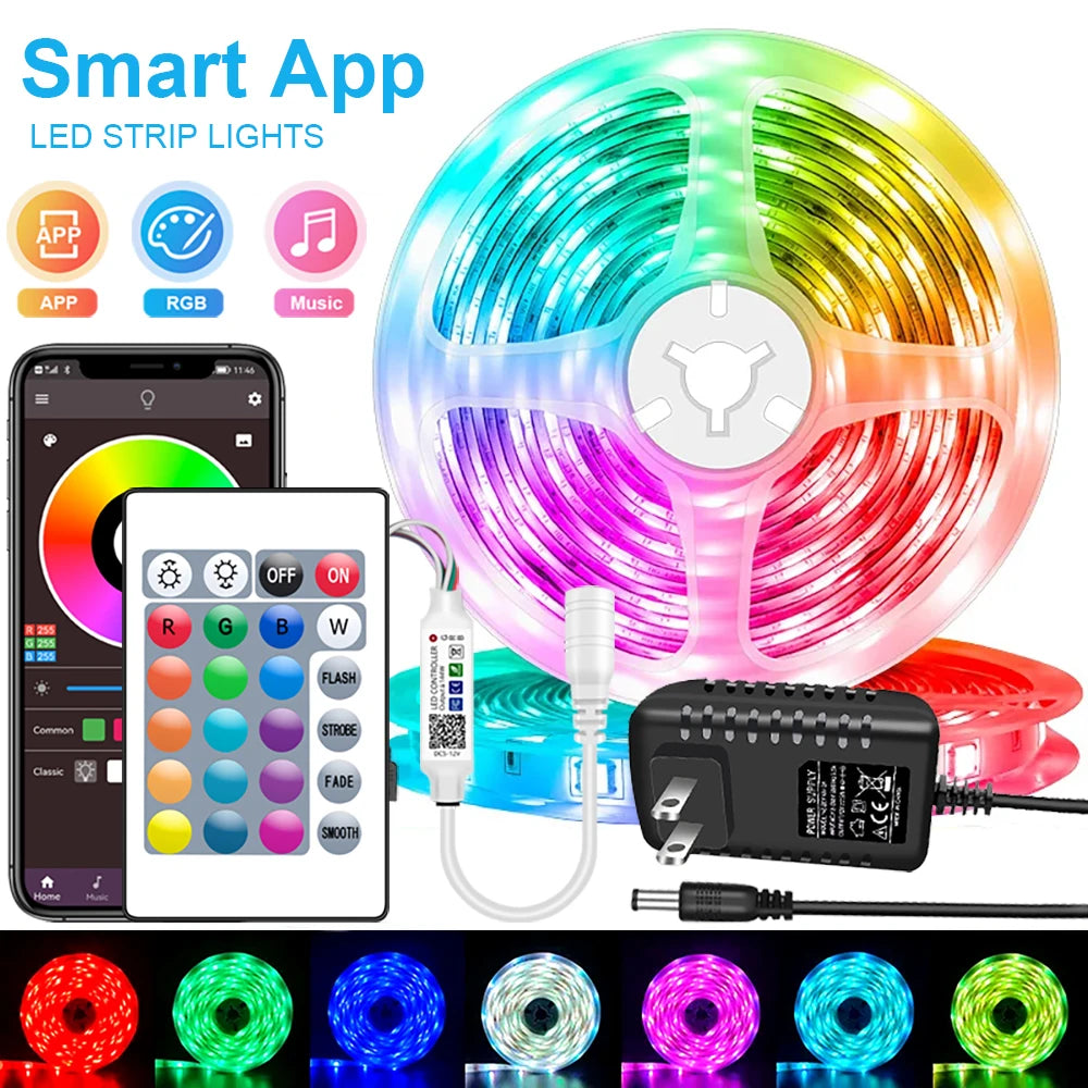 RGB 5050 LED Strip Lights With Bluetooth App Control 12V