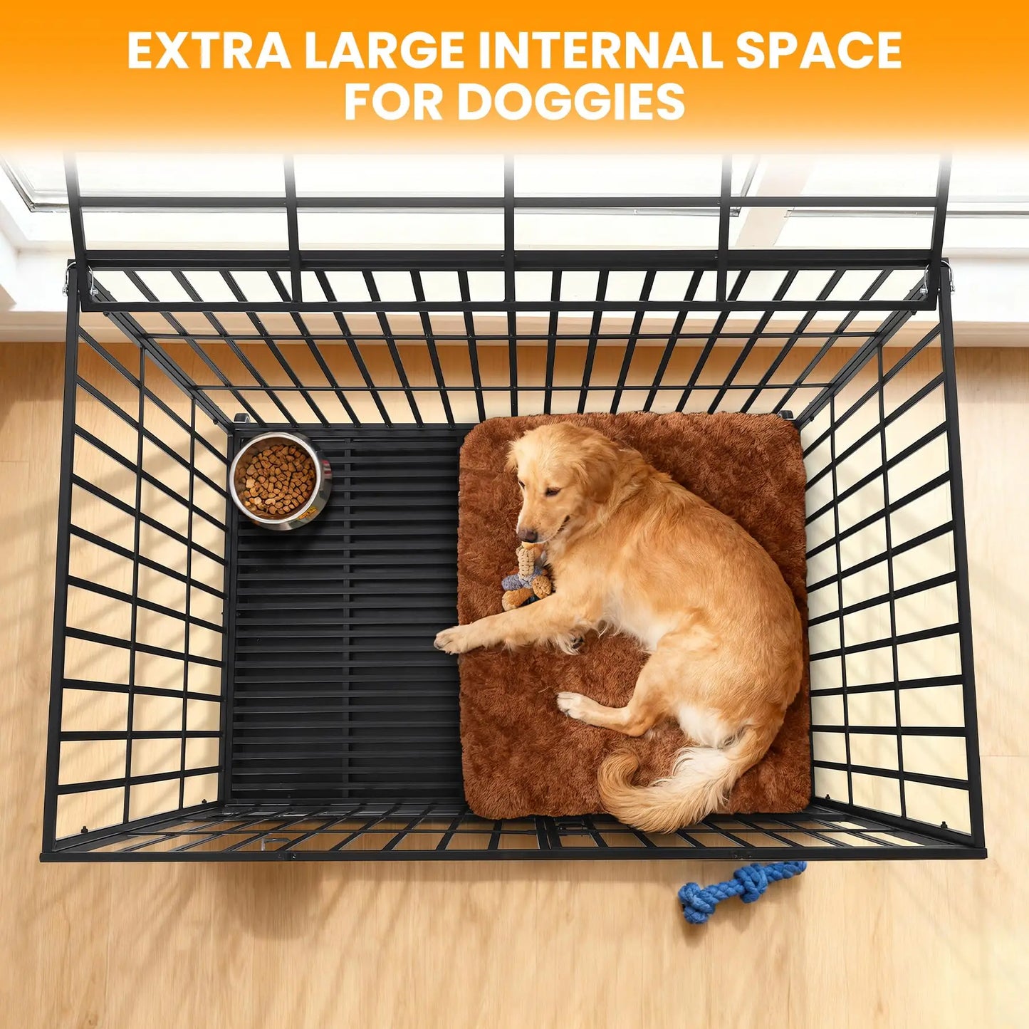 HiMISS Heavy Duty Escape Proof Metal Dog Crate With Three Doors Removable Tray