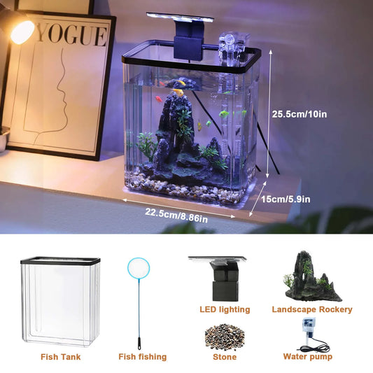 TWISTER.CK Mini Fish Tank Desktop Filtration Oxygenation Starter Kit