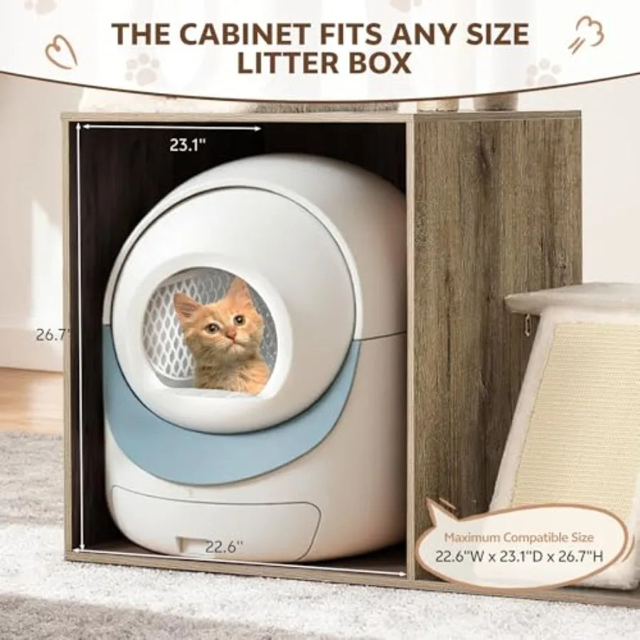 Cat Tree With Litter Box Enclosure And Scratching Posts