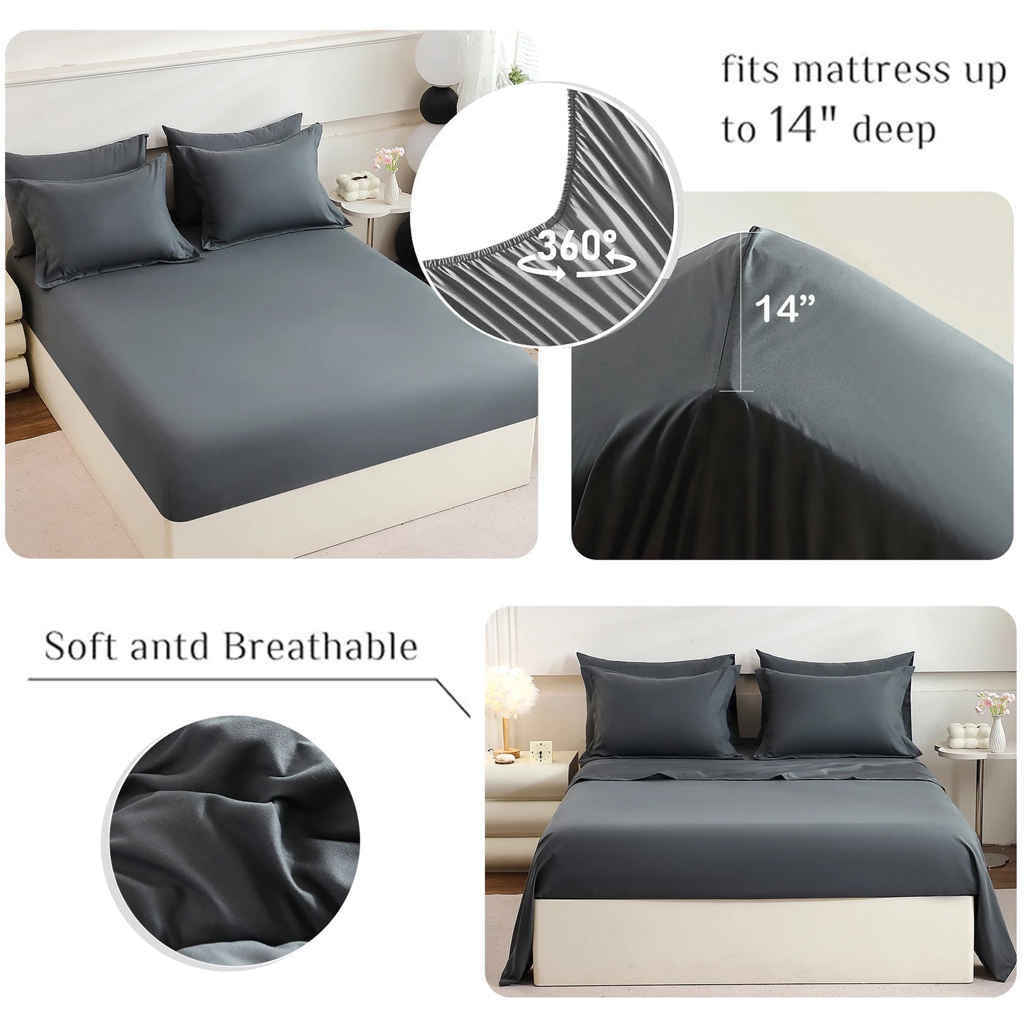 EasYum 7 Piece Bedding Set Comforter Sheets Pillowcases