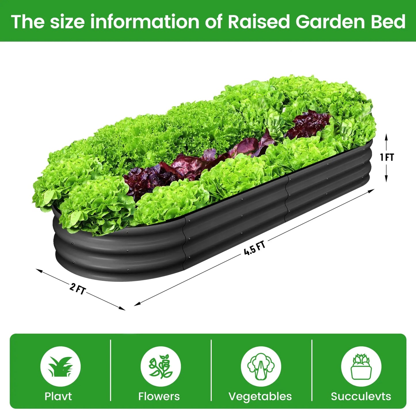 HiMISS 2 Pack Galvanized Steel Raised Garden Bed Open Base