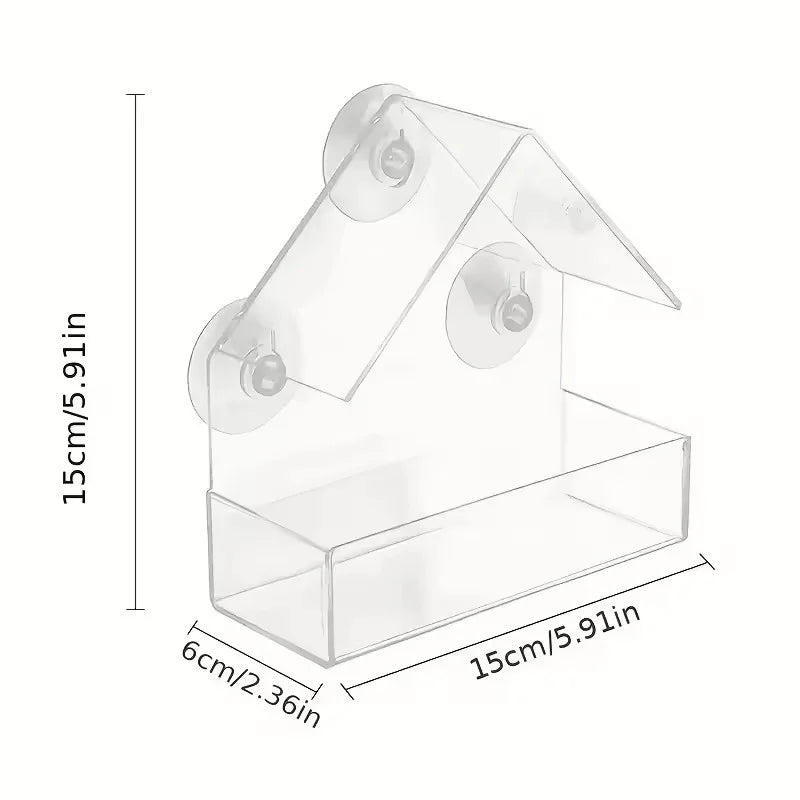 Transparent Acrylic Window Bird Feeder With Suction Cups For Birds