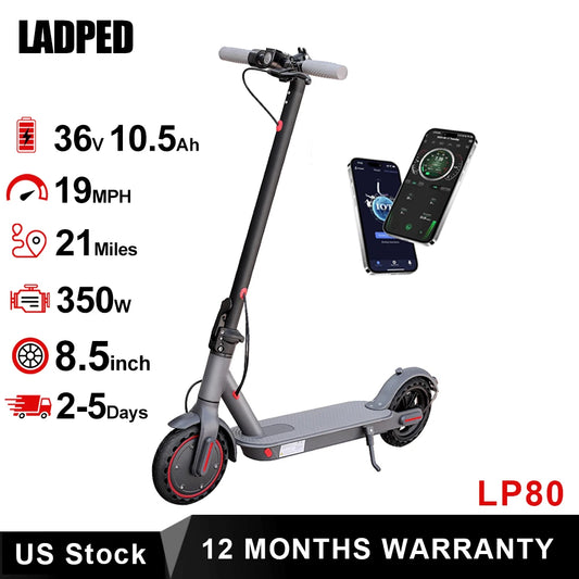 Ladped Electric Scooter 350W 19mph App Control Folding Waterproof