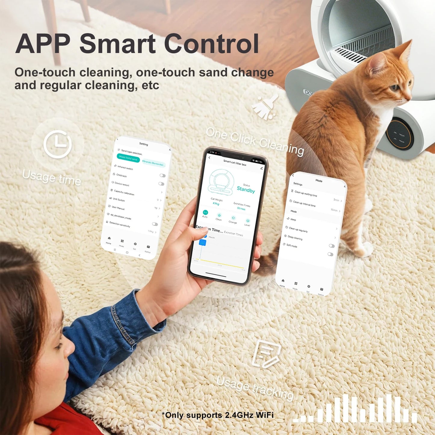 DOEL Self Cleaning Cat Litter Box Automatic Smart App