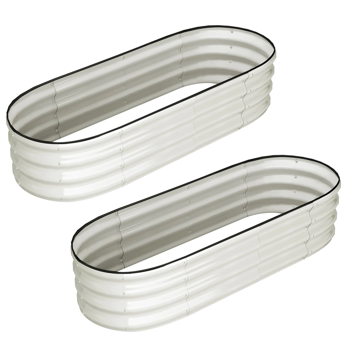 HiMISS Oval Galvanized Raised Garden Beds 2 Pack Outdoor Planters