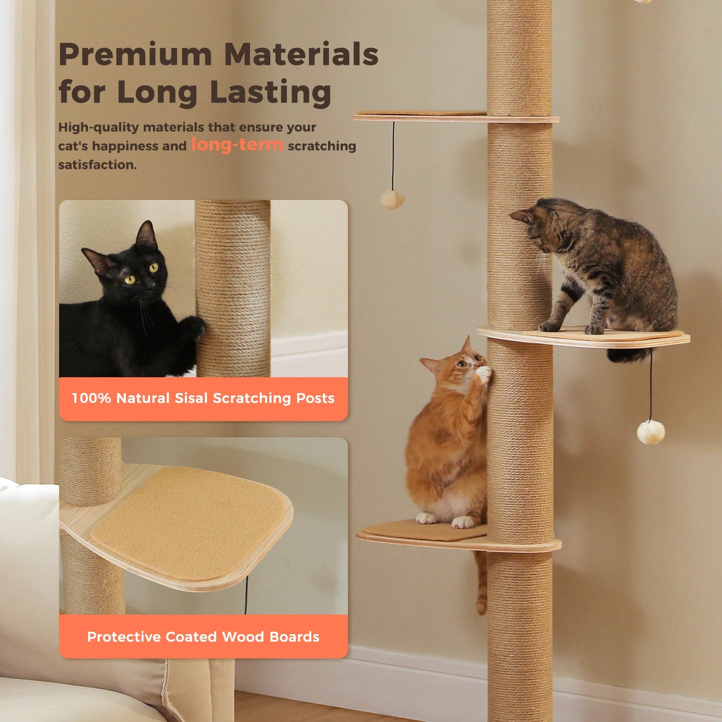PAWZ Road Cat Tree Tower With Adjustable Height Indoor Cats