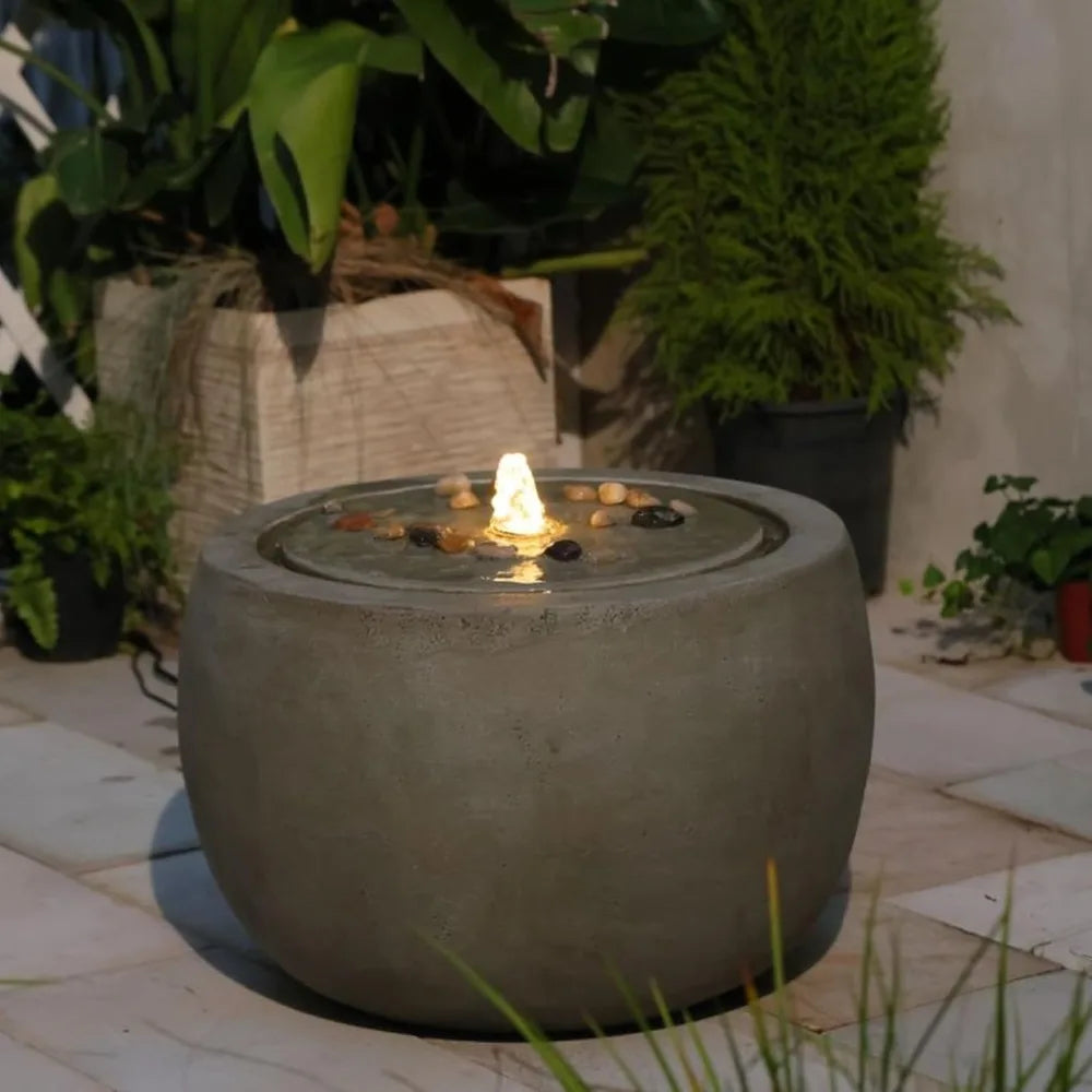 Garden Water Fountain Bubbler Water Feature With Lights And Pump