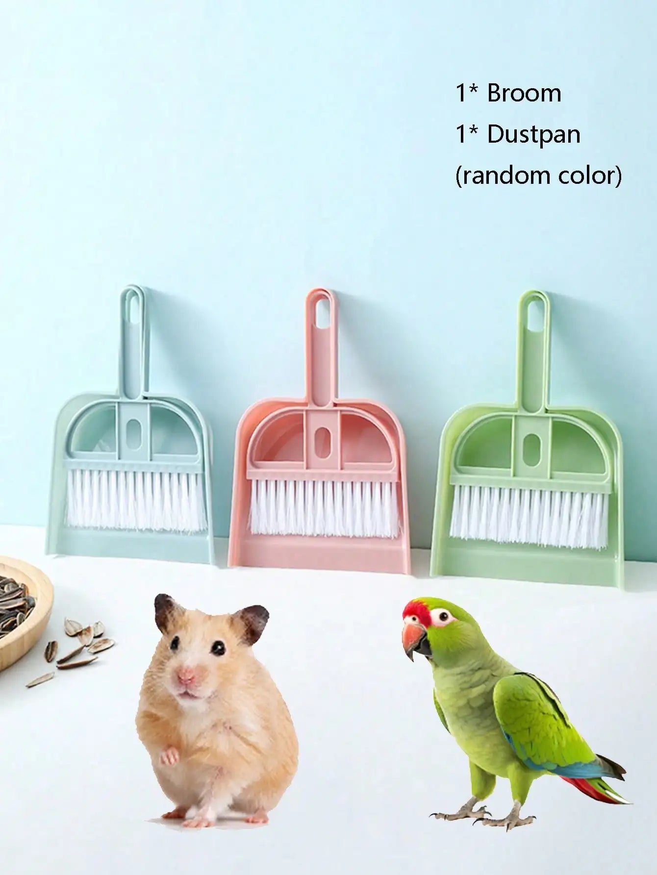 Pet Hamster Cage Cleaning Kit Broom And Dustpan Tool 2 Piece Set