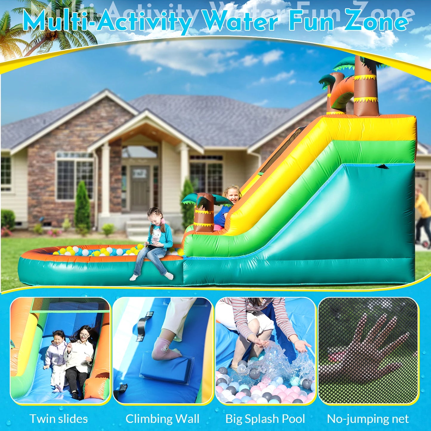 King Inflatable Commercial PVC Water Slide Bounce House With Blower