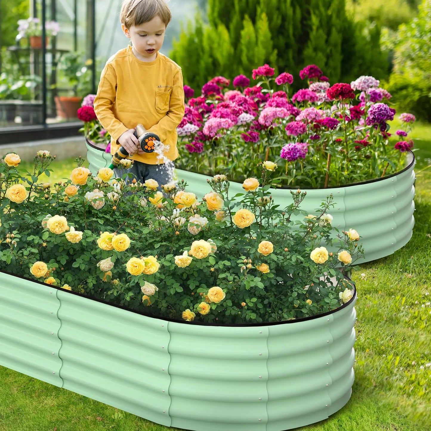 HiMISS 2 Pack Galvanized Steel Raised Garden Bed Open Base