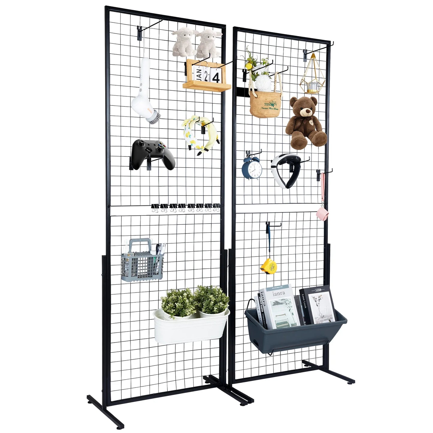 SucceBuy Grid Wall Panels Double Sided Gridwall Display Racks With Hooks