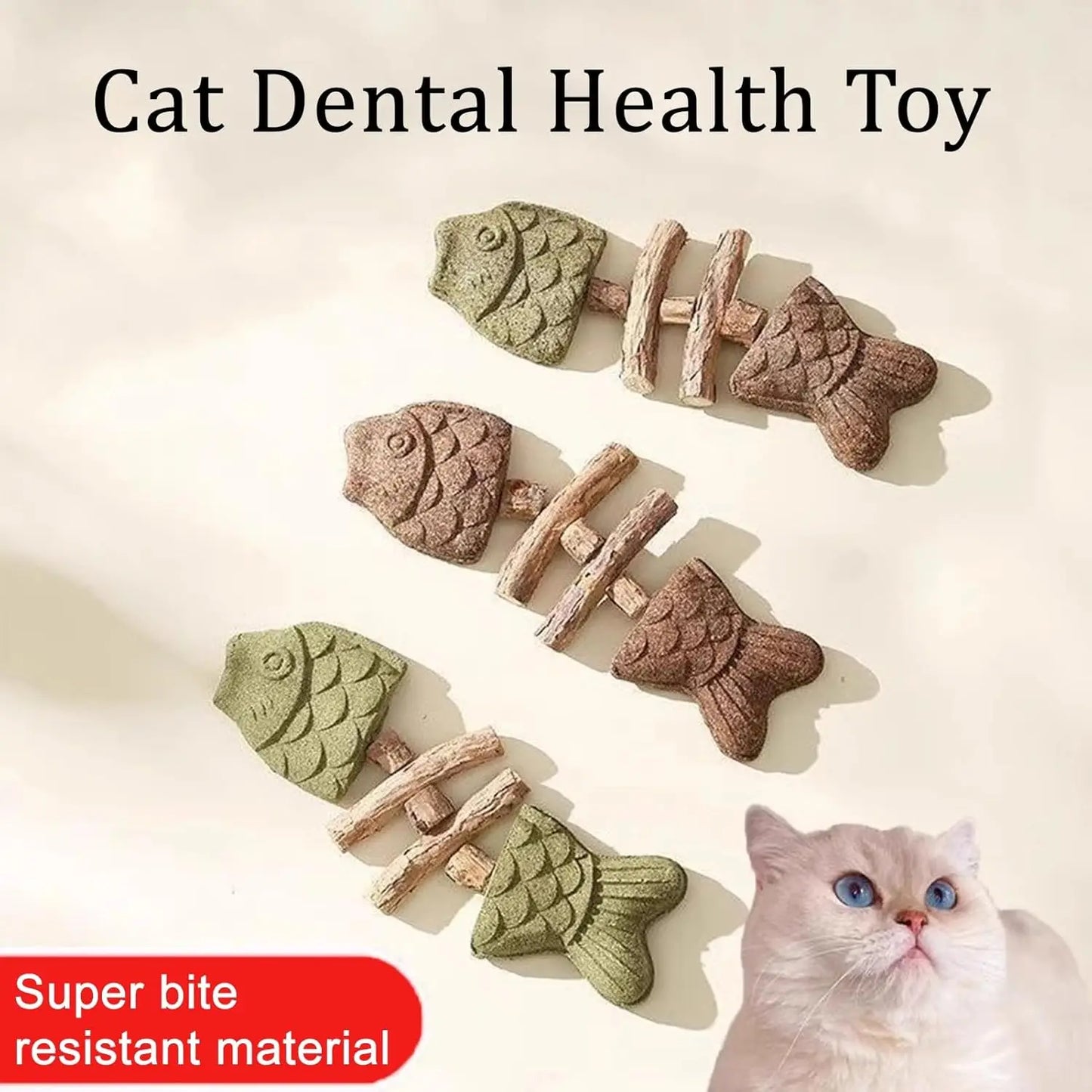 Cat Dental Health Chew Toy Bite Resistant Fishbone Plastic