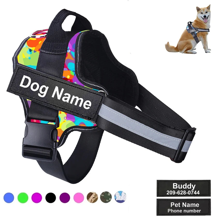 Bolux No Pull Reflective Breathable Adjustable Dog Harness Vest With ID Patch