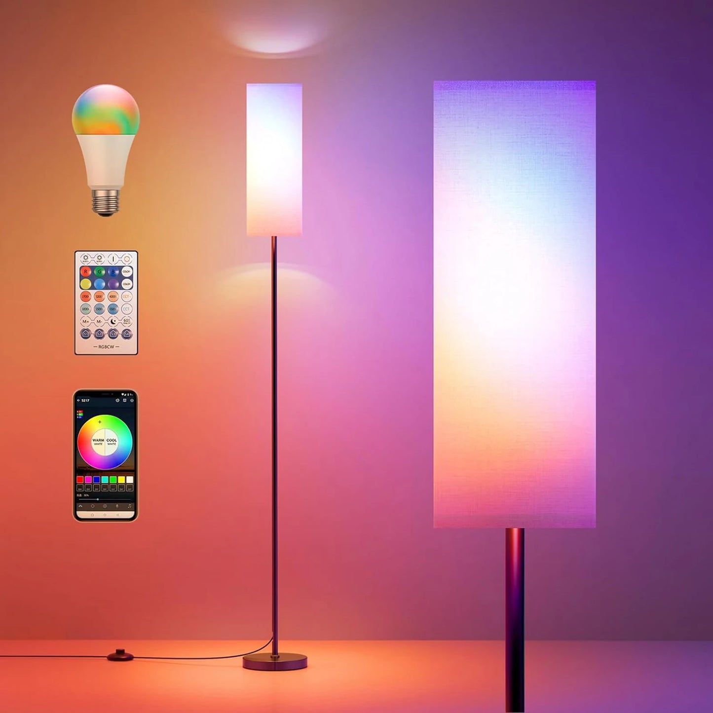 Modern Floor Lamp With RGB Light For Living Room Study