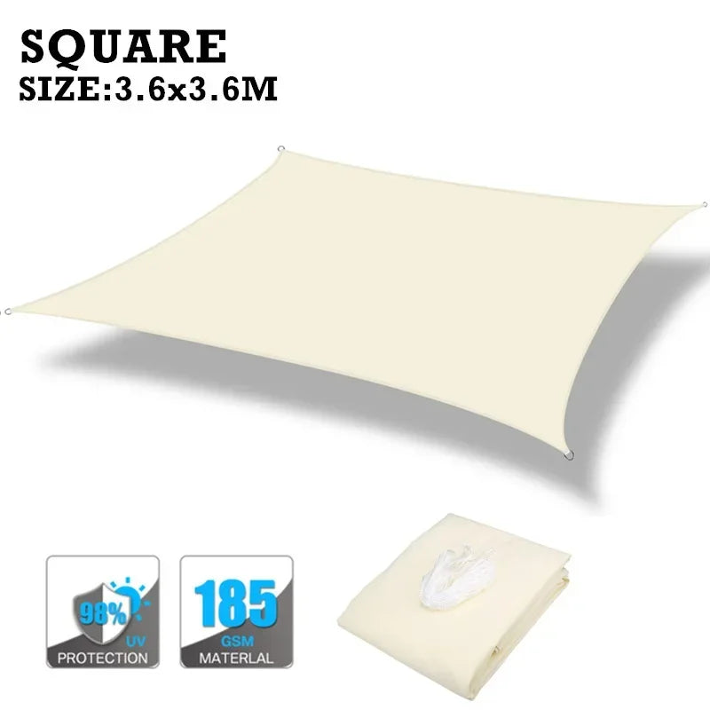 Waterproof Sun Shade Sail 160GSM For Outdoor Patio Garden Beach Camping