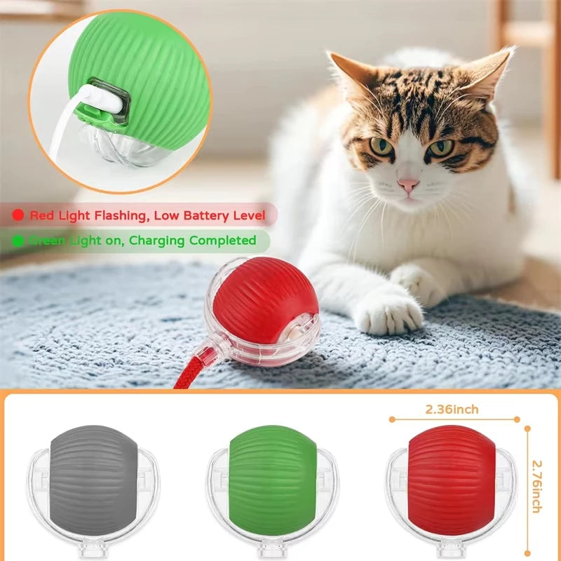 Cat Interactive Ball Toy Automatic Rolling Ball Faux Tail Rechargeable