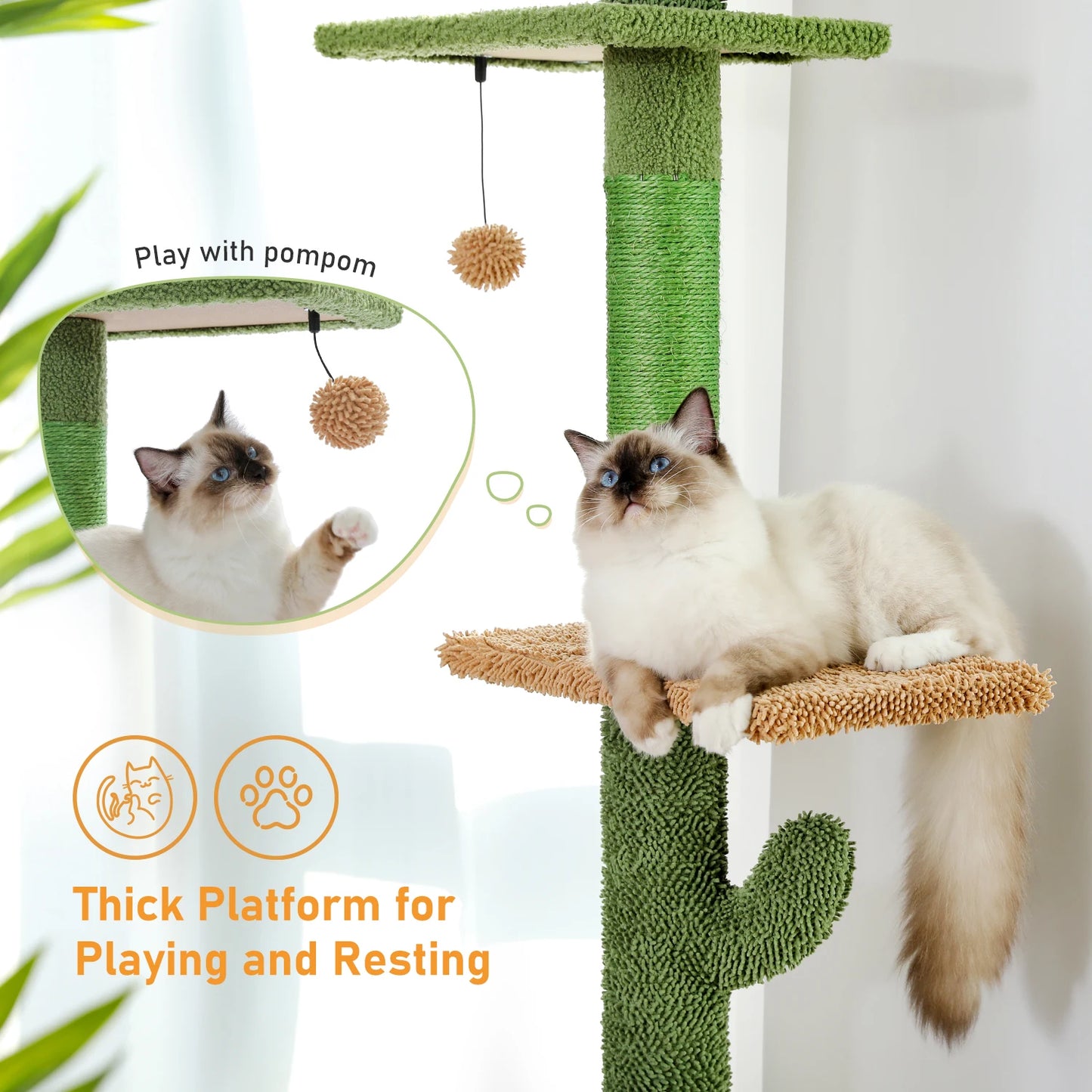 PAWZ Road Cat Tree 5 Tier Floor To Ceiling Climbing Tower With Scratching Post