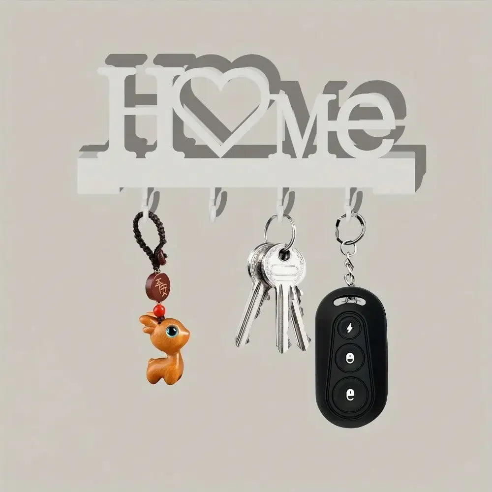 Heart Shape Wall Mounted Key Holder Entryway Organizer Adhesive Hooks