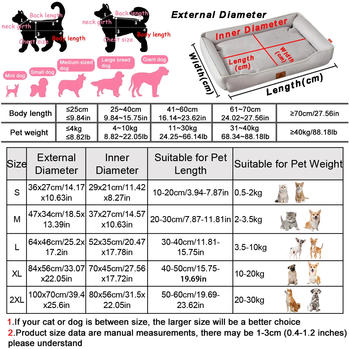 NONECN Four Season Square Dog Bed For Dogs Sofa Cushion