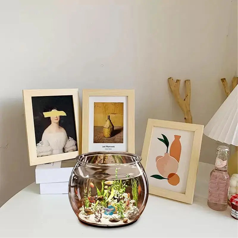 Pet Clear Round Fish Bowl Aquarium Tank Vase Decor