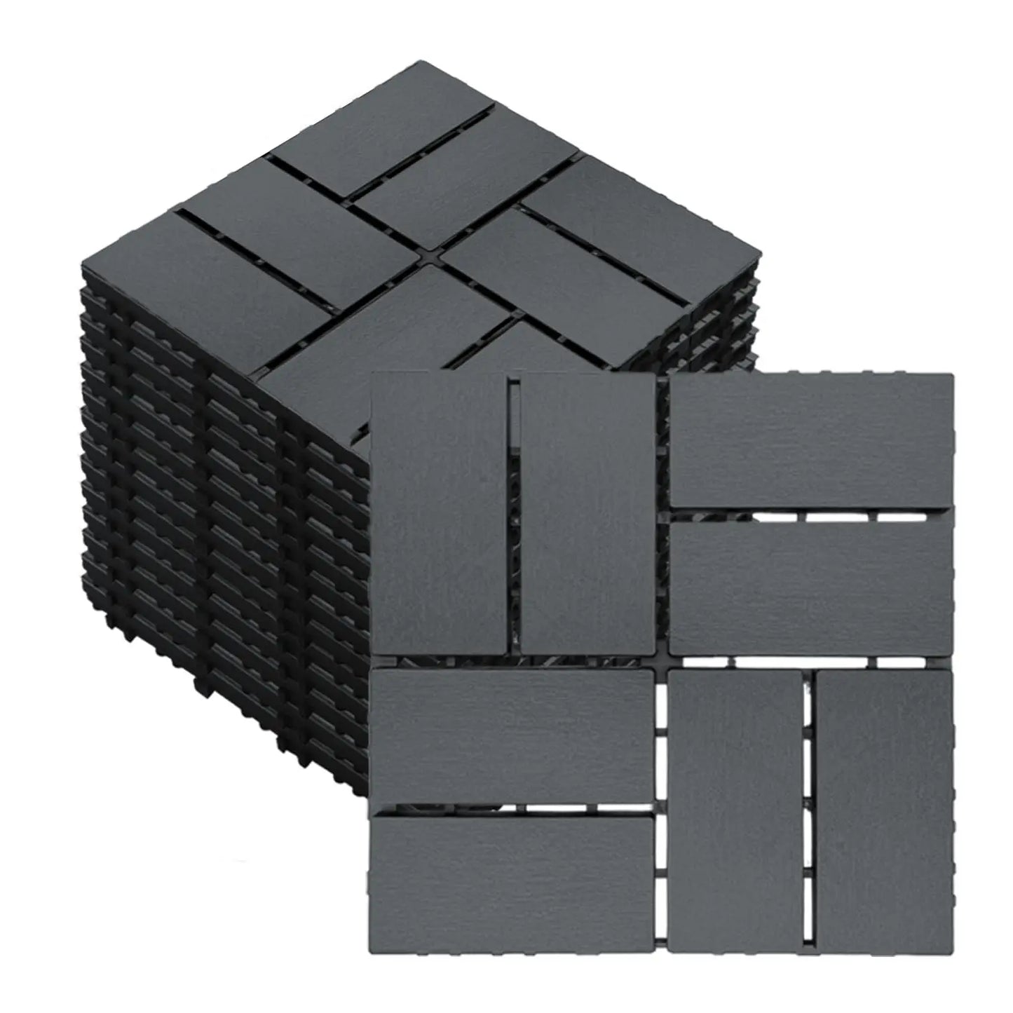 Interlocking Plastic Floor Tiles 44 Pack For Garden Walkway Patio