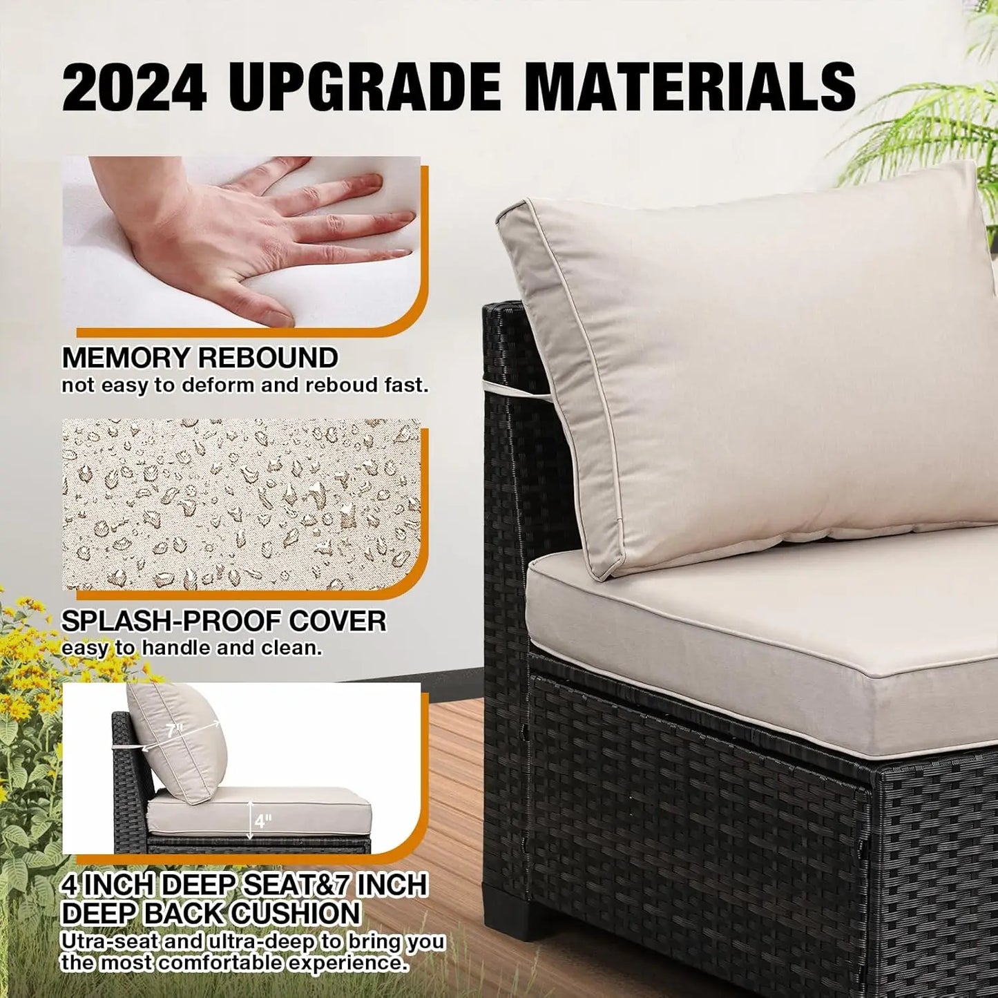 HUANZHUANG 5 Piece Outdoor Patio Furniture Set All Weather Wicker Sofa