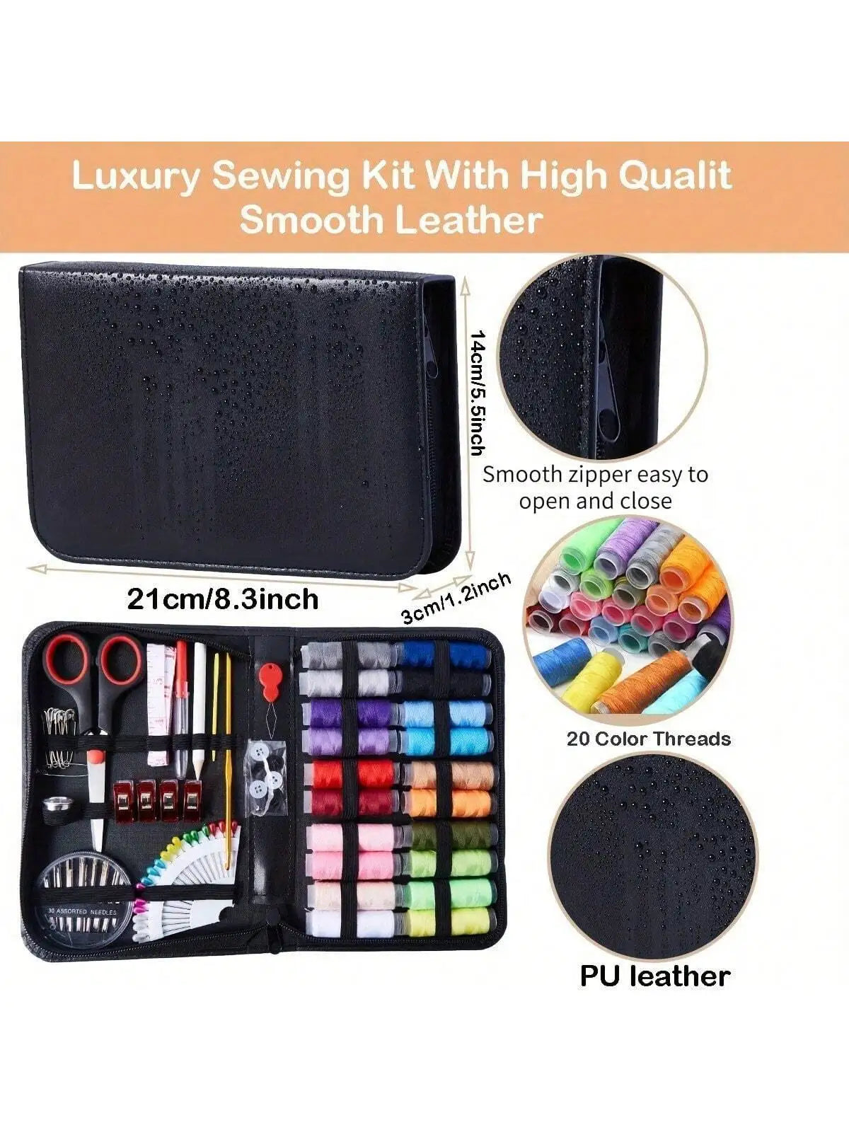 Portable Sewing Kit For Home Set With Threads Needles Scissors