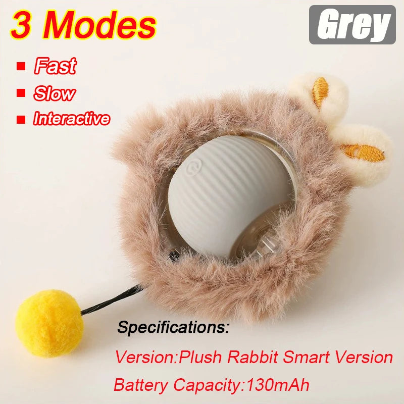 Cat Interactive Ball Toy Automatic Rolling Ball Faux Tail Rechargeable