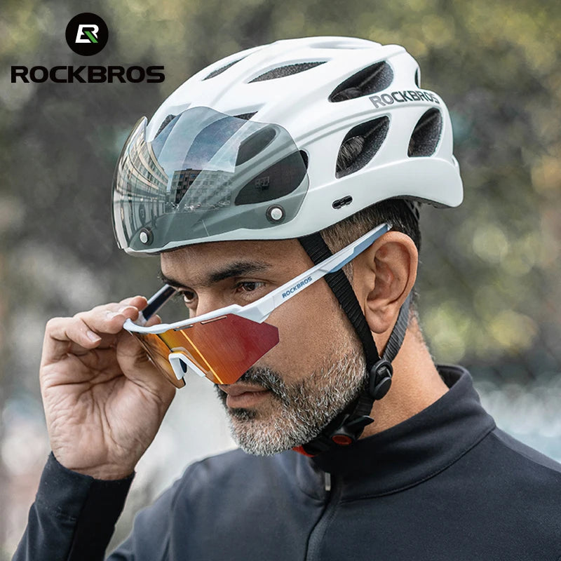 ROCKBROS Cycling Helmet With Integrated Goggles For MTB Road Use