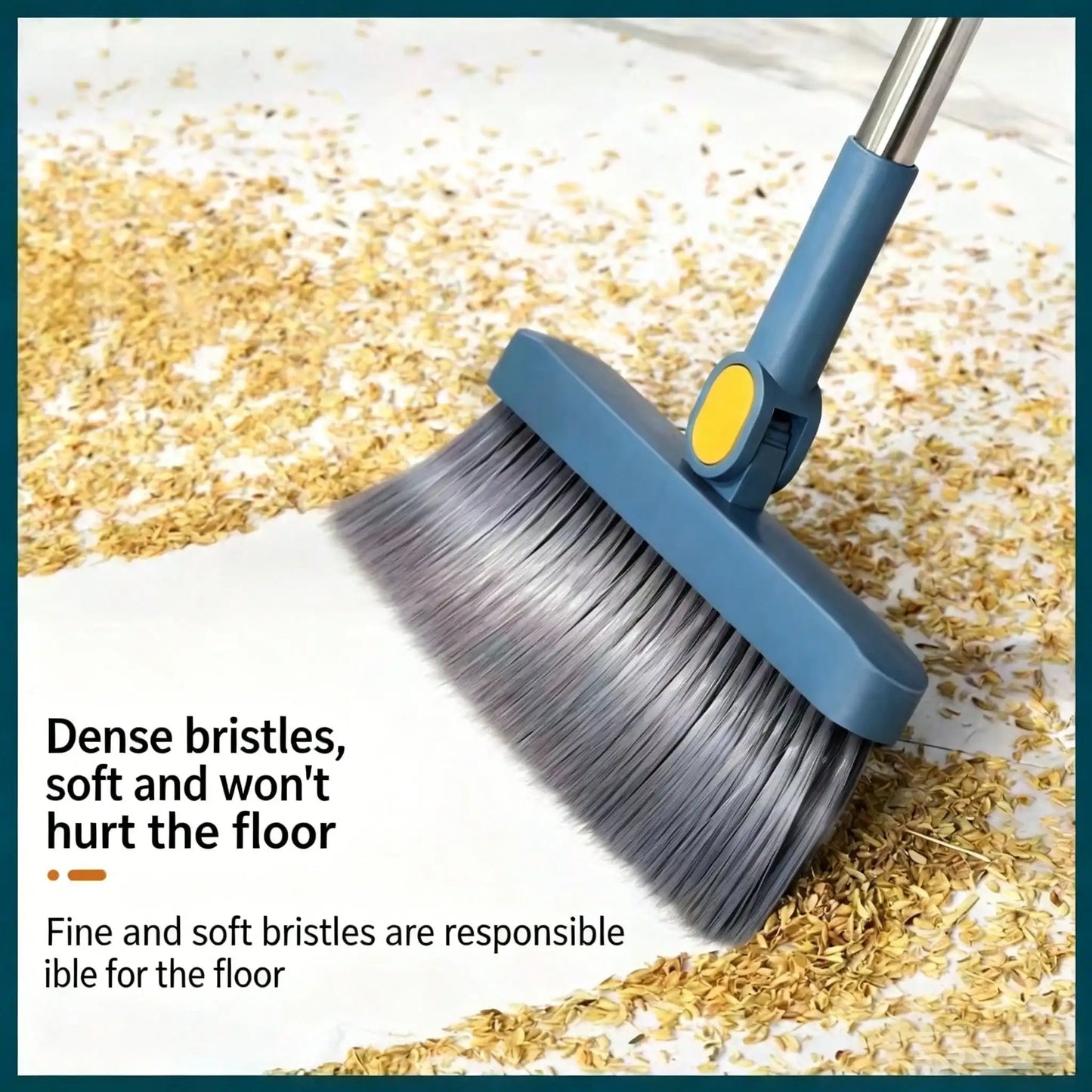 Broom and Dustpan Two Piece Rotatable Head with Extendable Handle