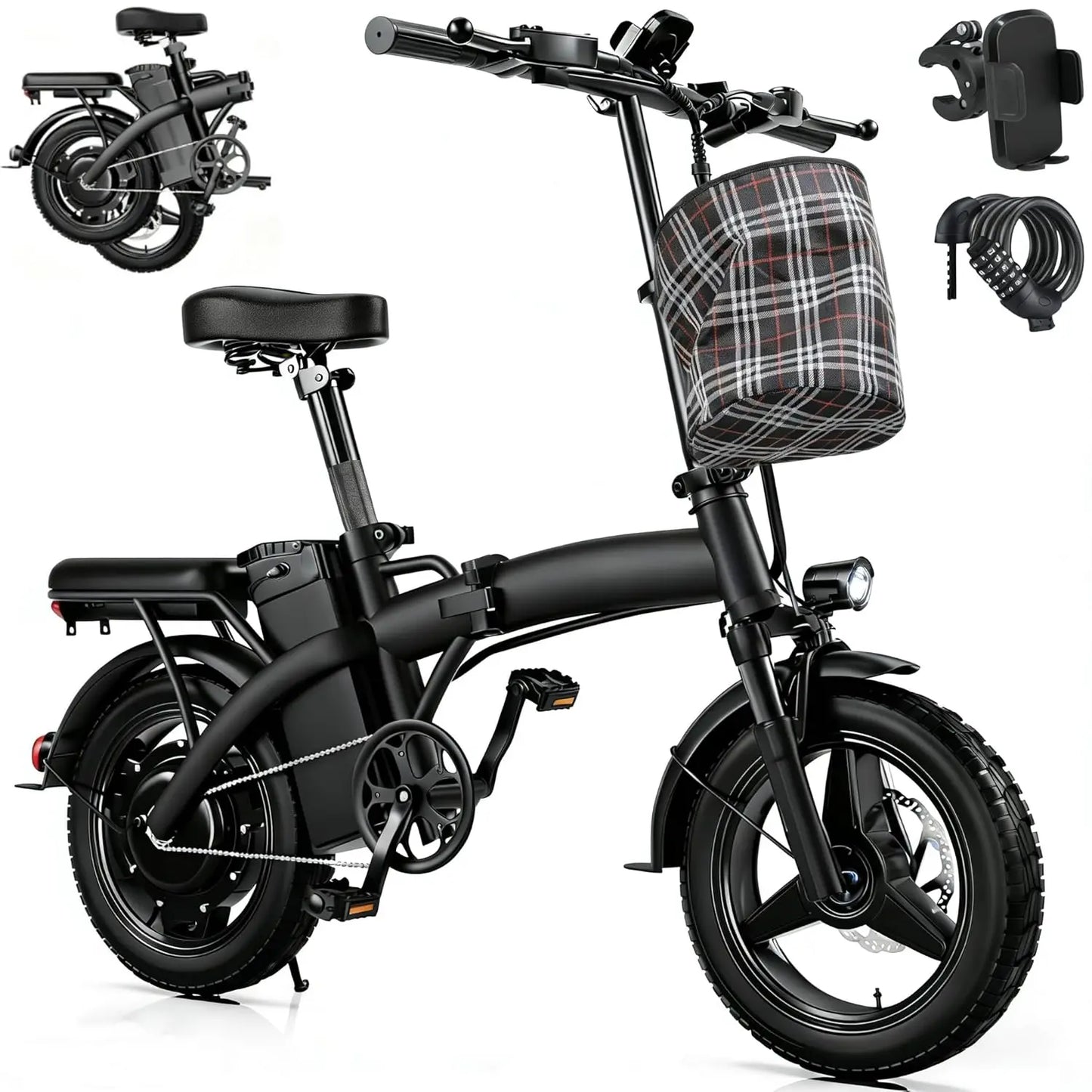 Electric Folding Bike For Adults And Teens 550W 25MPH With 48V Battery