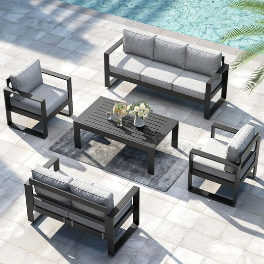 Outdoor Aluminum Patio Armchairs With Washable Cushions