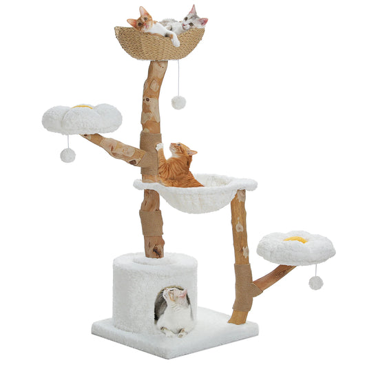 PAWZ Road Cat Tree Tower With Sisal Scratching Post And Wicker Basket