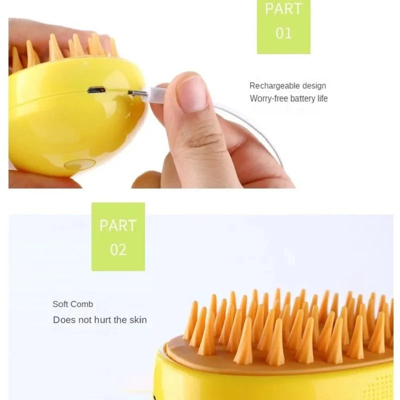 SHFY Electric Pet Steamer Brush 3-In-1 Massage Hair Removal