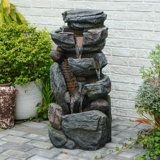Bumilgar 5-Tier Rock Water Fountain Indoor Outdoor