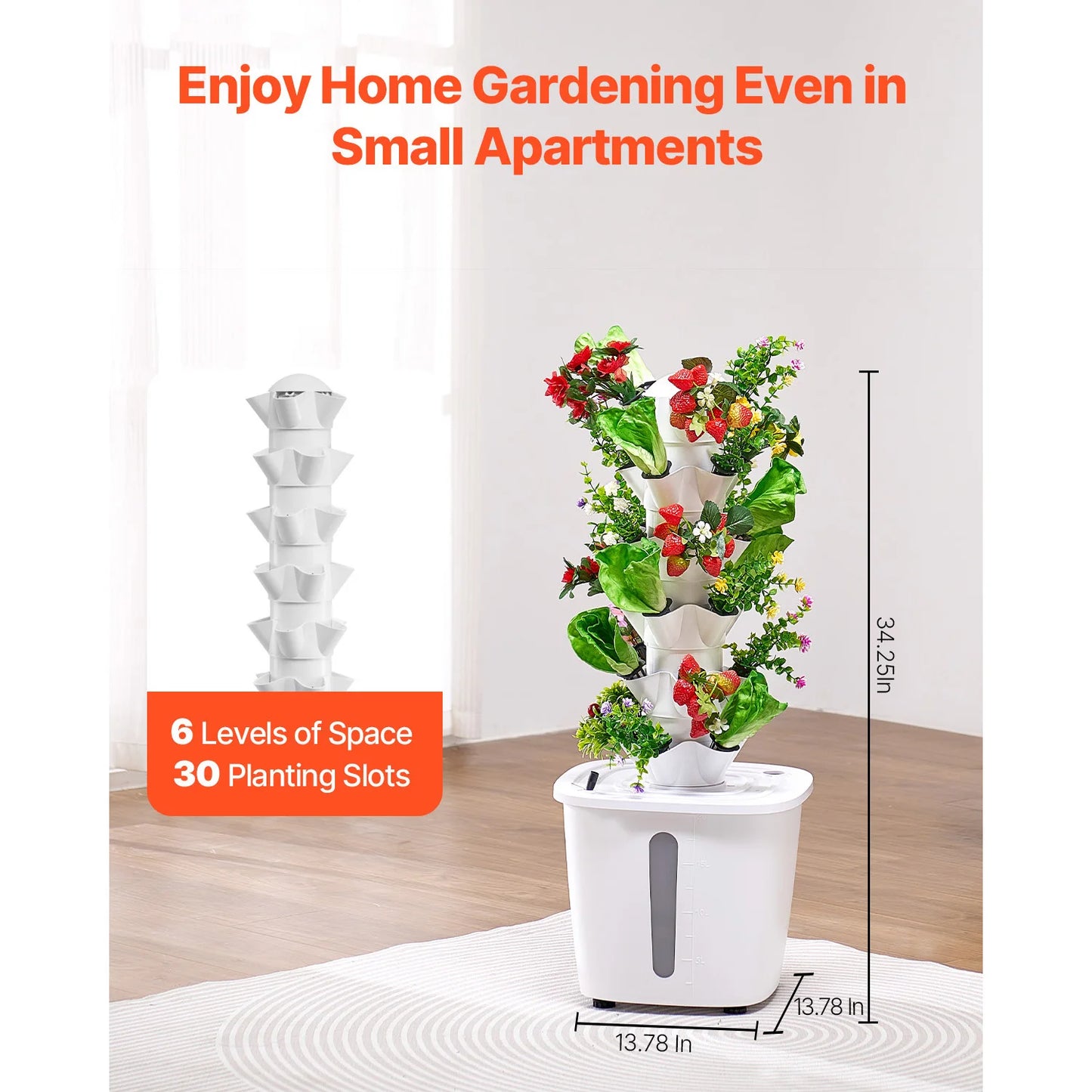 Hydroponic Tower Garden With Six Tiers Pods System