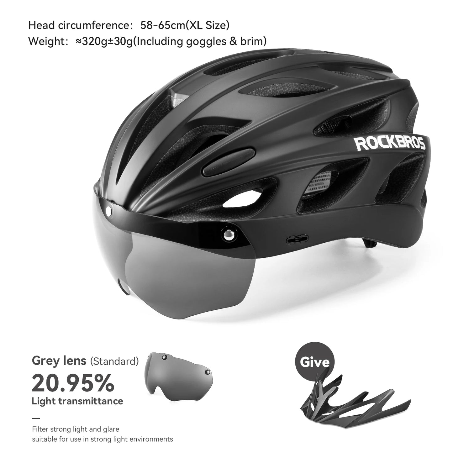 ROCKBROS Cycling Helmet With Integrated Goggles For MTB Road Use