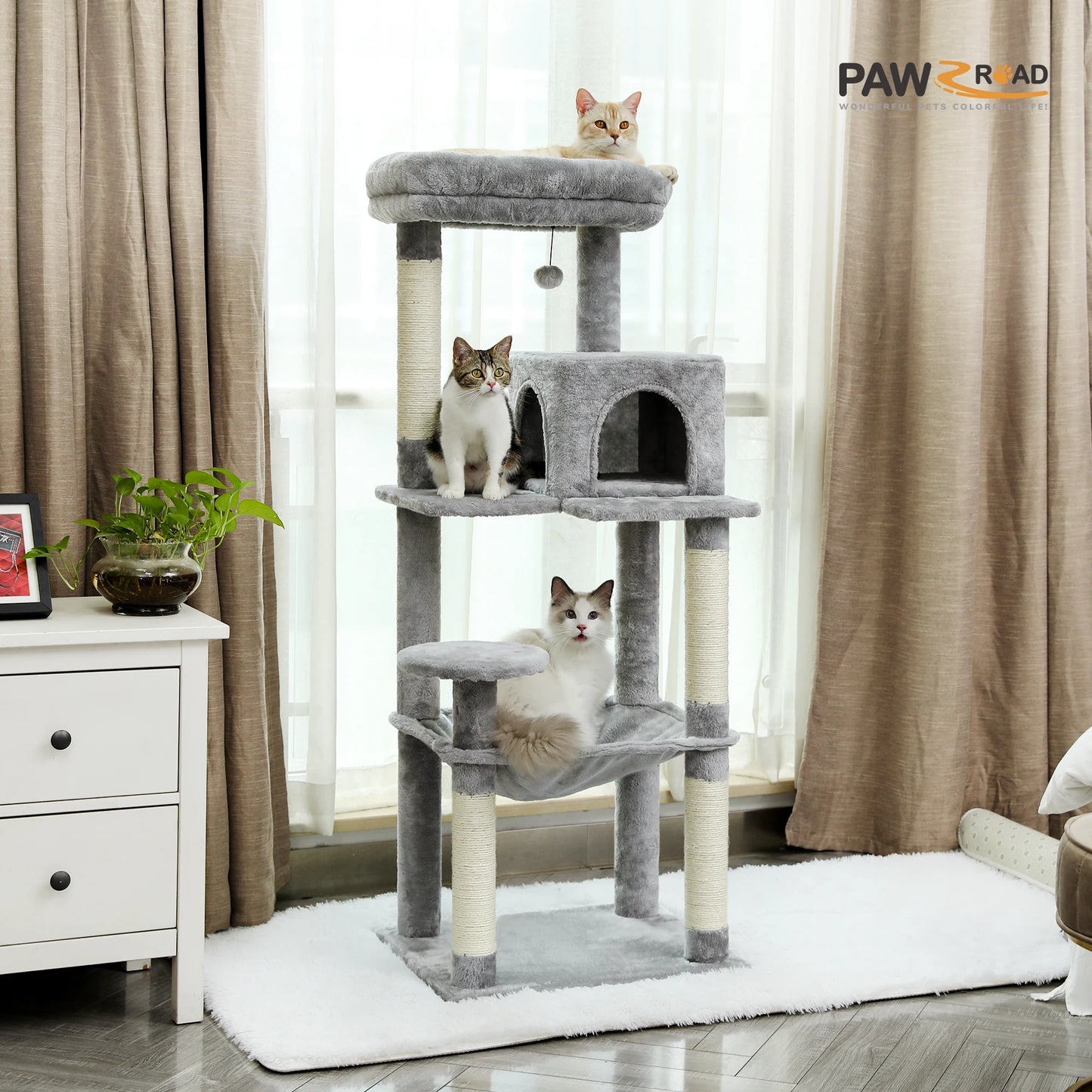 PAWZ Road Cat Tree Indoor 5 Level Tower Sisal Posts