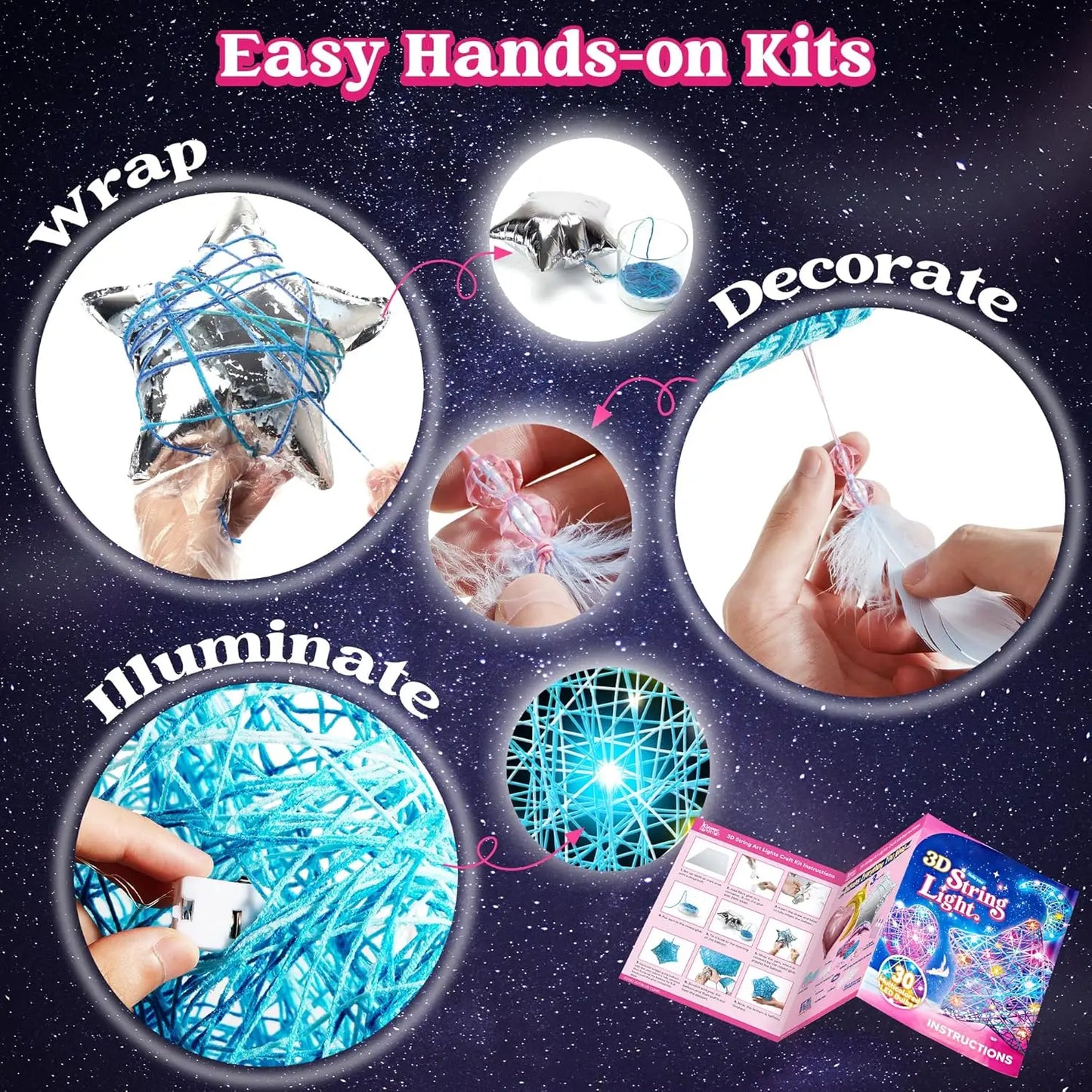 Joyfy 3D String Art Kit Light Up LED Bulbs Premium
