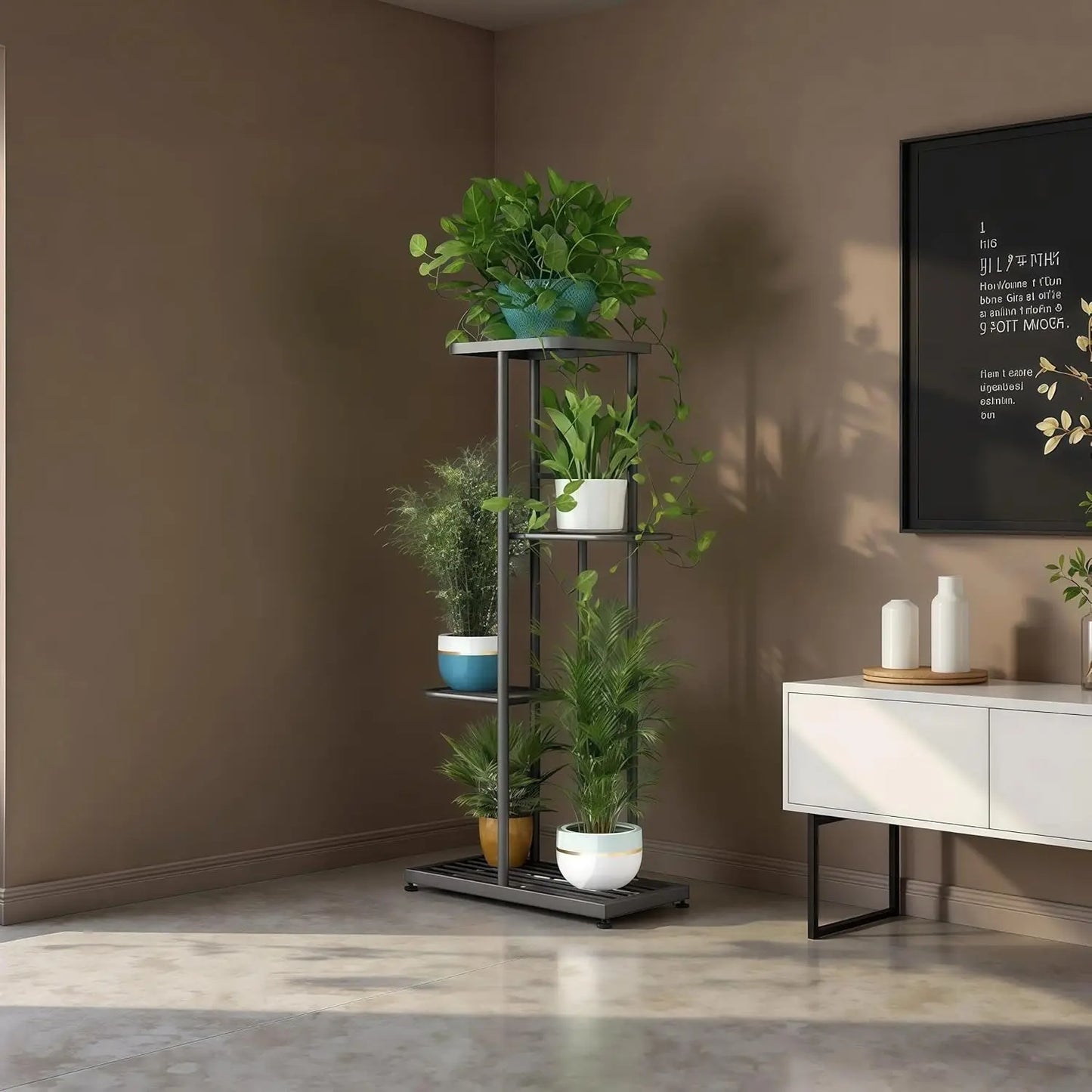 Metal Plant Stand 4 Tier Indoor Outdoor Corner Shelf