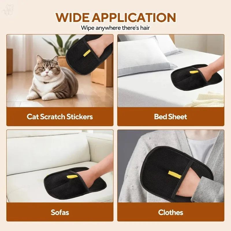 Pet Hair Removal Gloves Reusable Grooming Mitts For Pets