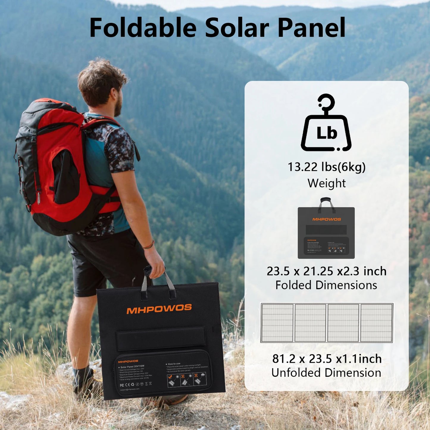 MHPOWOS 400W Portable Waterproof Foldable Solar Panel for Off Grid
