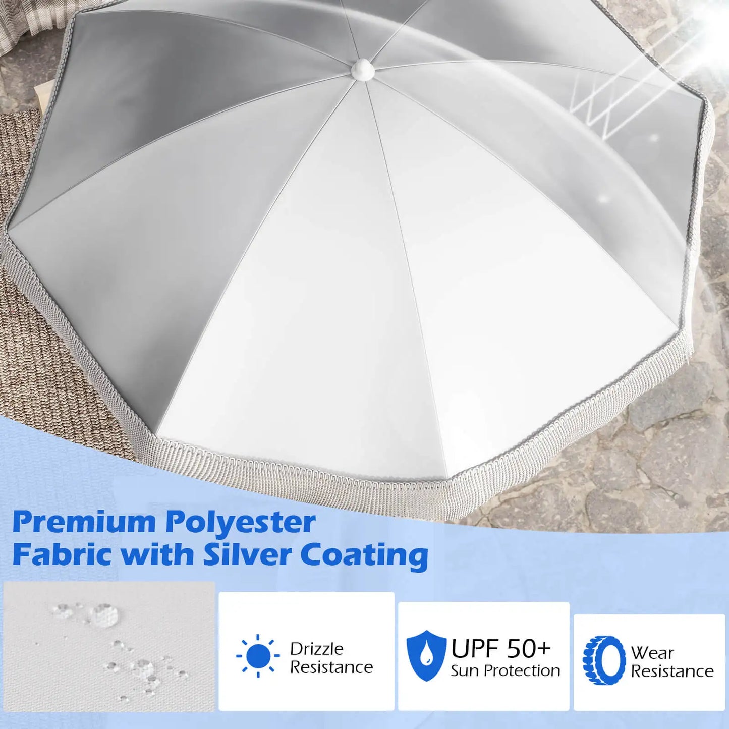 HOMASIS Fringe Patio Umbrella With Bag Push Button Tilt Garden