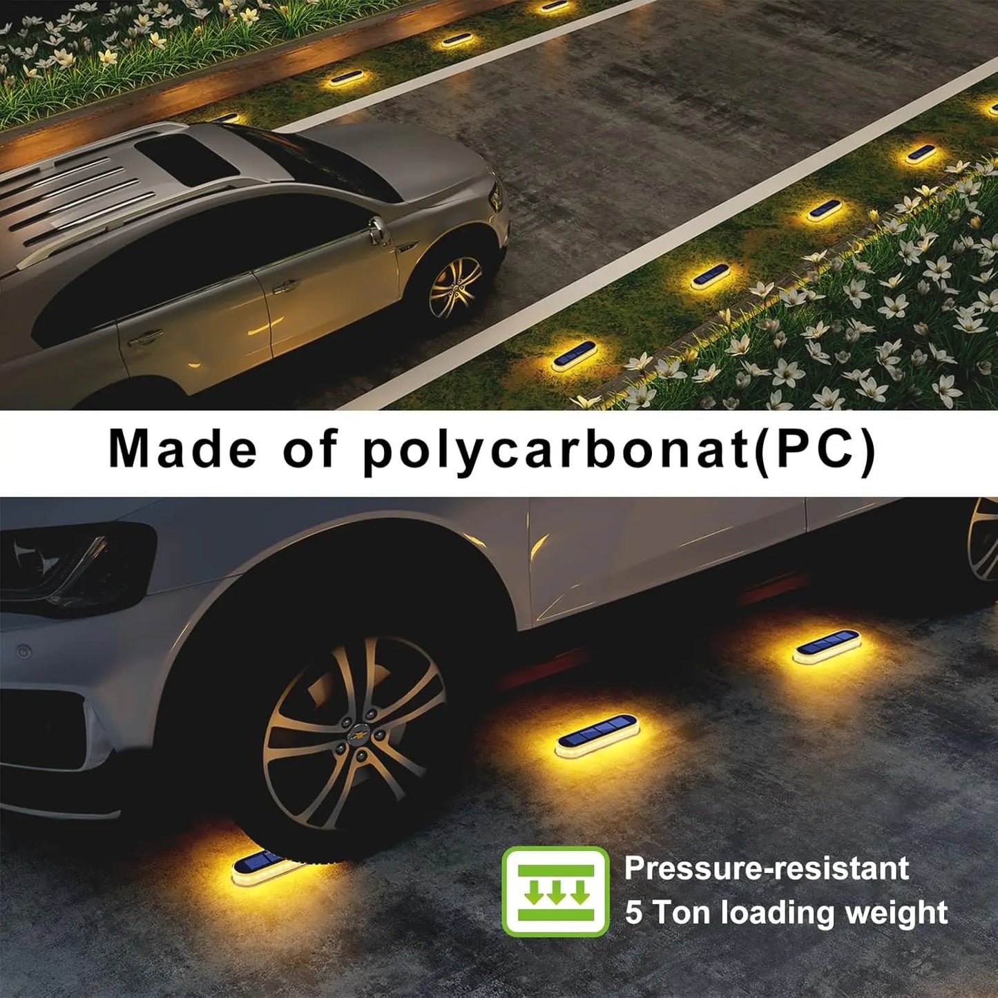 Solar Deck Lights IP68 Waterproof Auto On Off 4 Pack Five Ton Anti Pressure
