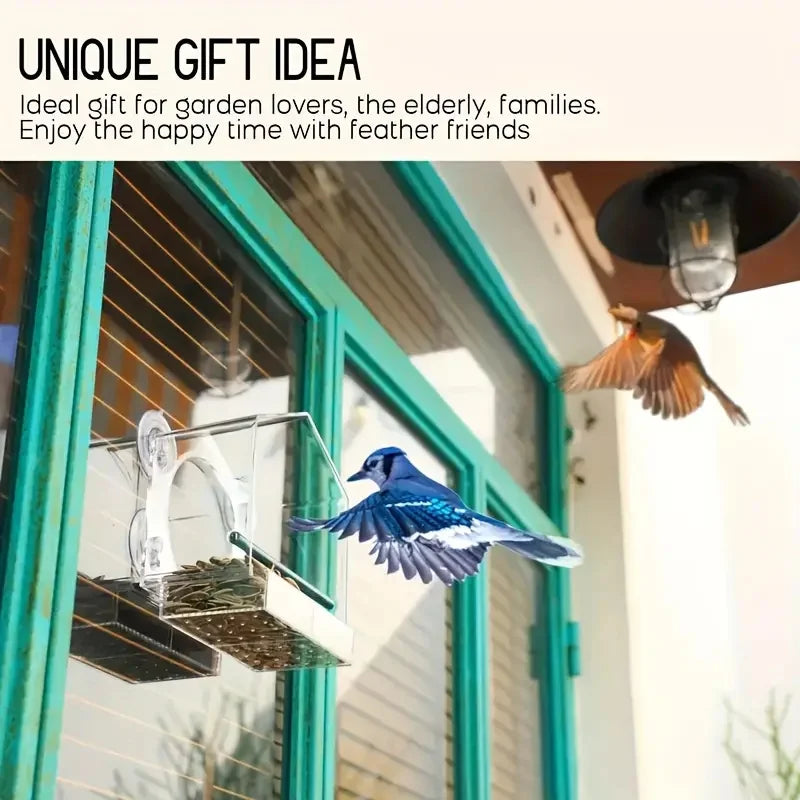 Transparent Acrylic Window Bird Feeder With Suction Cups For Birds