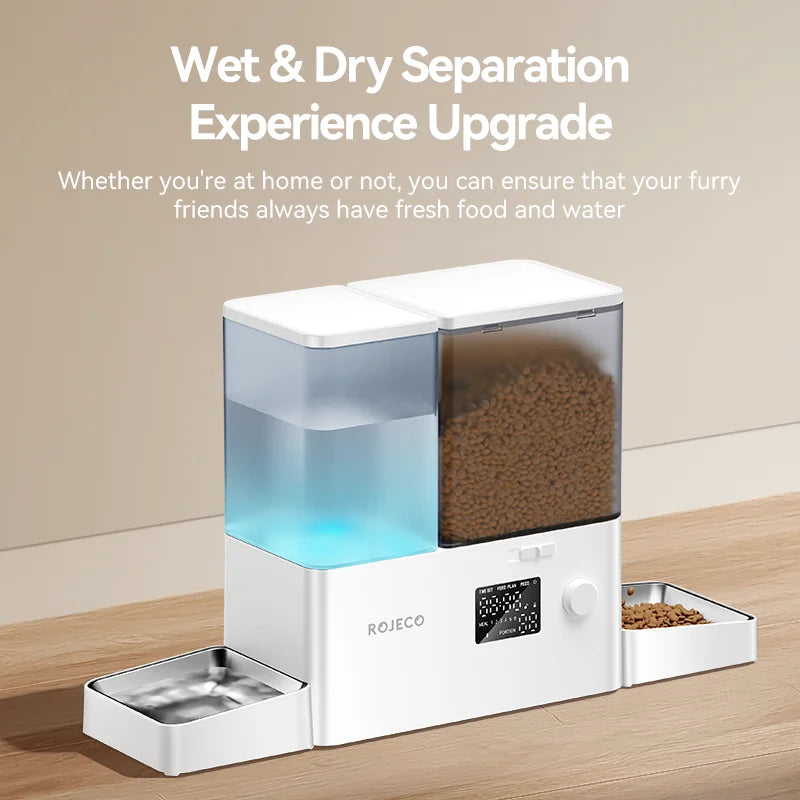 ROJECO 2In1 Automatic Pet Feeder Gravity Water Fountain For Cats