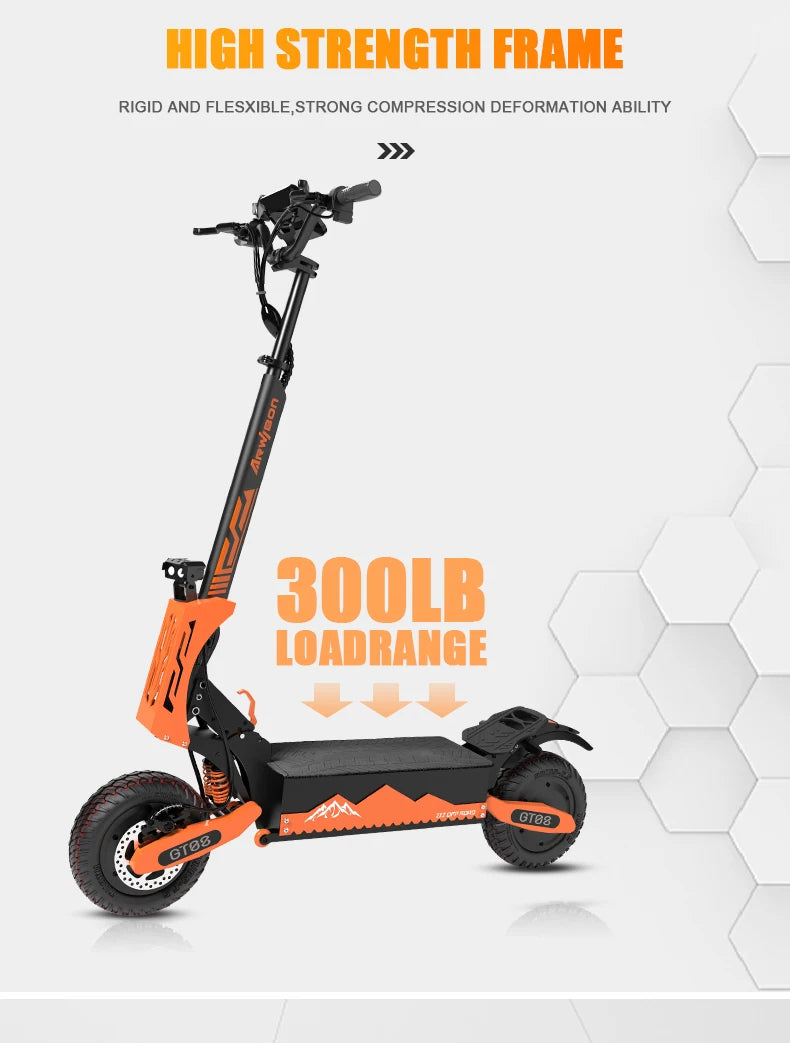 Arwibon GT08 Electric Scooter 5600W Top Speed 46 MPH Folding Off Road